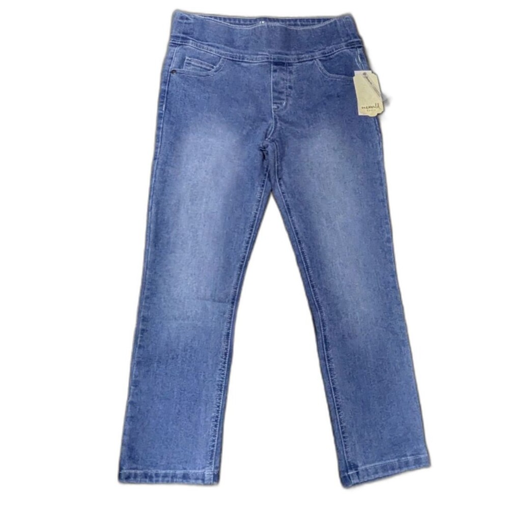 NWT One World Women's Blue Pull-on Denim Jeans   Skinny Stretch Mid Rise Size S